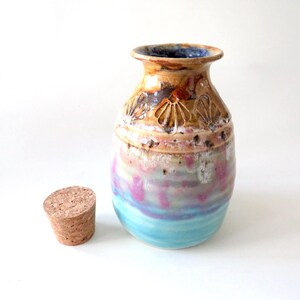 Wheel Thrown Pottery Jar: Blue & Brown Vase, Scent Diffuser