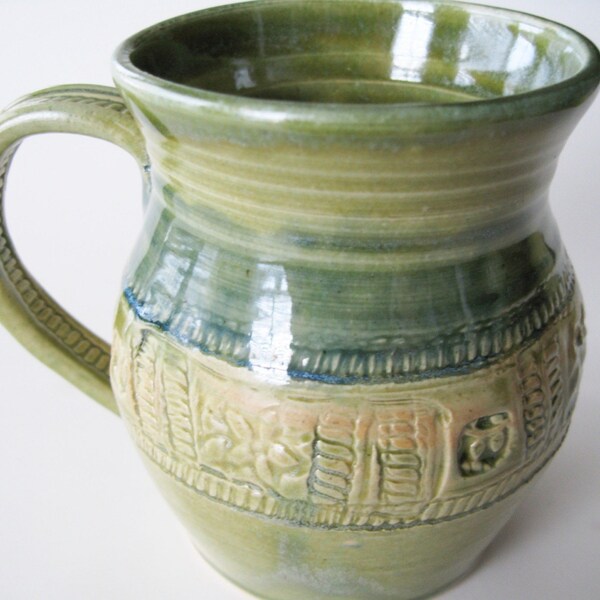 Stamped Mug in Celery Glaze