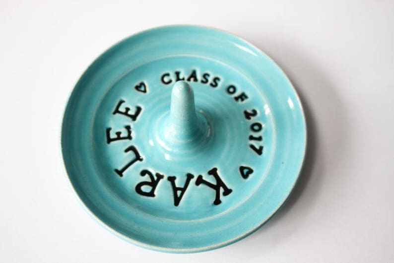 Colorful Stamped Ring Bowl Personalized Ring Dish Custom Made Great for Graduation or Birthday
