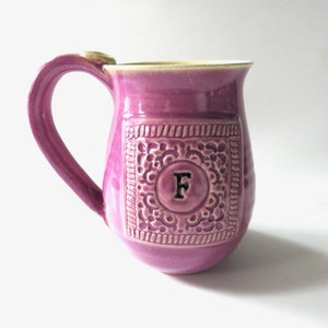 Monogram Mug, mug with initial, mug with letter, as seen in Apartment Therapy, handmade mug violet
