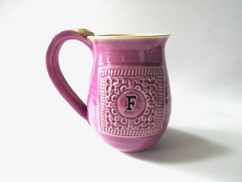 Monogram Mug, mug with initial, mug with letter, as seen in Apartment Therapy, handmade mug violet