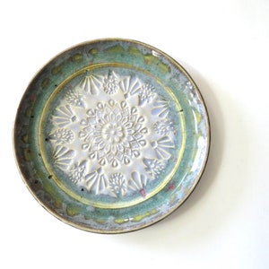 Gift plate, Decorative stamped ceramics, Hedgehogs, handmade pottery image 1