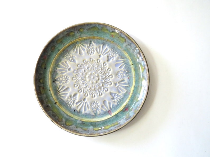 Gift plate, Decorative stamped ceramics, Hedgehogs, handmade pottery image 1