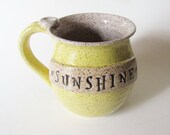 In Stock, Sunshine Mug, Glazed in Yellow and Speckled White, Ready to ship
