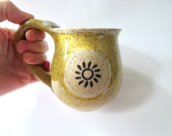 Sunshine mug, Ceramics and Pottery, Handmade, 8 oz