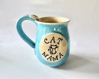 Cat Mama mug, pre-customized with a name, ready to ship