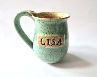 Personalized mug,  engraved cup,  mug with name, stoneware, handmade gift