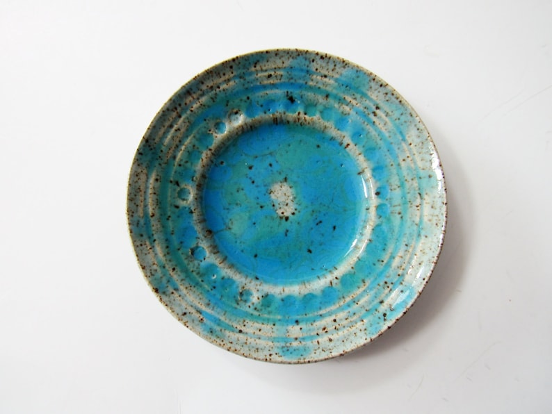 Textured Ring Holder handmade Beautiful blue Ring Dish candle dish