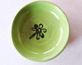 Wee Dish - Ring Holder, Trinket Dish or Coin Dish  - Spring Time Green Pottery Ring Dish
