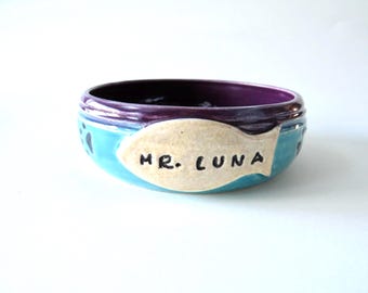 One Custom Cat Food Bowl, Made to order and Personalized with Pet Name