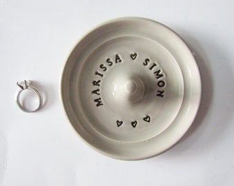 Unique Personalized Ring Dish, Great for Graduation or Birthday,  Colorful Stamped Ring Bowl