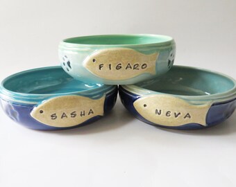 One Custom Cat Food Bowl, Made to order and Personalized with Pet Name