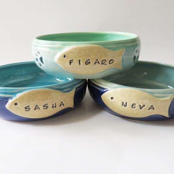 One Custom Cat Food Bowl, Made to order and Personalized with Pet Name