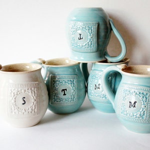 Monogram Mug, mug with initial, mug with letter, as seen in Apartment Therapy, handmade mug image 5