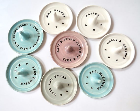 Engagement Ring Holder Ring Holder Dish With Name Personalized Ring Dish Ring Bowl Wheelthrown Pottery Made to Order for You Etsy