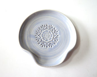 Periwinkle Spoon Rest with mandala stamp, Ladle Rest