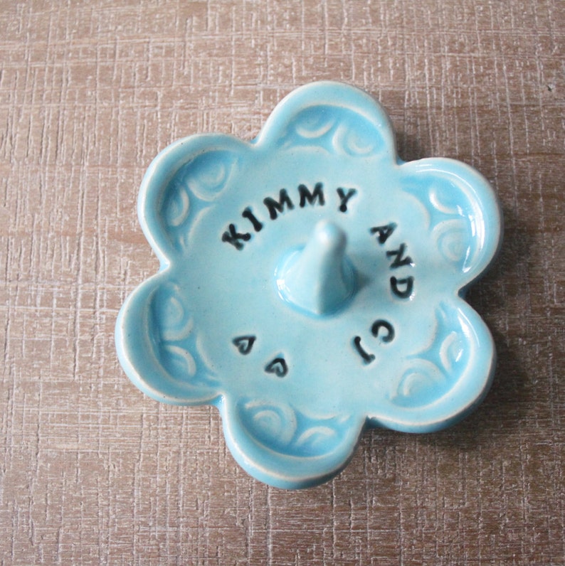 Imprinted Ring Dish, Personalized and Customizable, Takes 1-2 weeks to Produce baby blue