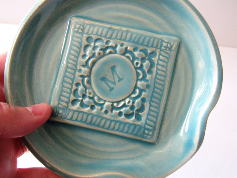 Custom spoon rest stamped monogram initial ladle rest Etsy