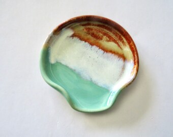 Striped Spoon Rest, Ladle Rest, Ready to ship, Handmade studio pottery