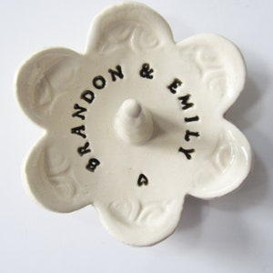 Imprinted Ring Dish, Personalized and Customizable, Takes 1-2 weeks to Produce soft white