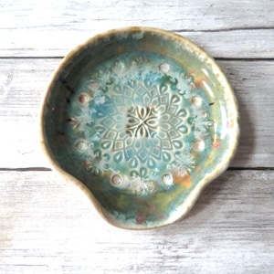 Spoon Rest with mandala stamp, coffee bar gift