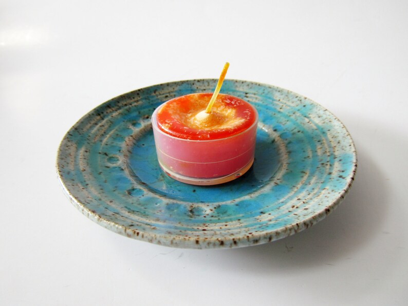 Textured Ring Holder handmade Beautiful blue Ring Dish candle dish