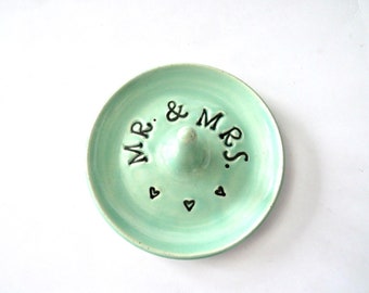 Wedding keepsake ring dish,  Mr & Mrs, ready to ship, engagement gift