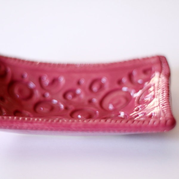 ONE Bright Pink Wee Rectangular Dish Great for Trinkets or Rings