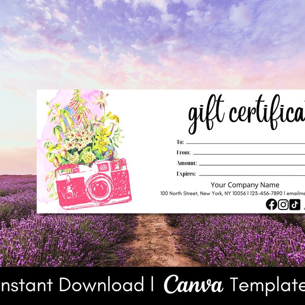 GIFT CERTIFICATE • Digital Template • For Photographers • DIY Thank You • For Customers • Editable Voucher • Small Business • Print at Home