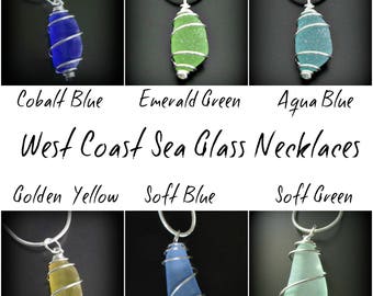 Sea Glass Necklace, Your Color Choice, Seaglass Jewelry, Genuine Real Beach Combed, Spiral Wrapped, Jewellery, Seaglass Necklace