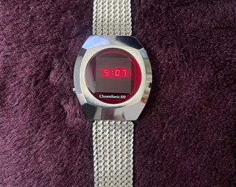 Chronosonic 100 Heren LED-horloge, jaren 70