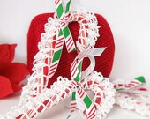 Lace Candy Cane Hangers, White Crochet Holiday Gift Toppers, Victorian Inspired Christmas Tree Decorations, Set of 3