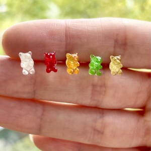 Miniature Gummy Bear Earrings | Mini Food Earring | Mini Gummi Bear Candy Studs