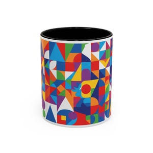Vibrant Accent Coffee Mug for Art Lovers, Colorful Geometric Mug, Perfect Gift for Birthdays, Daily Use, Office Decor, Coffee Lovers