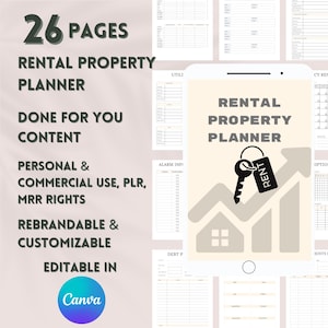 Rental Property Planner, Landlord Income and Expense Tracker,Rental Bookkeeping Printable Sheets,Real Estate Management,Master Resell Rights