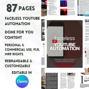 MRR Faceless Youtube Automation, Youtube Guide, Cyfrowy biznes, Biznes online, Szablon e-booka z głównymi prawami odsprzedaży, Gotowe dla Ciebie