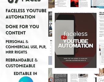 MRR Faceless Youtube Automation, Youtube Guide, Digital Business, Online Business, Ebook Template with Master Resell Rights, Done for You