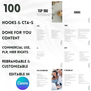 Instagram Reel Hooks and Captions, TikTok CTA,Done For You Hooks For Social Media,Social Media Hooks,Hooks and Captions,Master Resell Rights