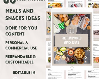 Ideas de snacks ricos en proteínas (ebook), derechos de reventa PLR, coach de salud, imán de clientes potenciales, coach de nutrición, listo para ti, coach de bienestar, snacks proteicos
