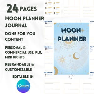 Moon Planner Journal, Moon Calendar, Astrology Planner, Astrology Journal, Master Resell Rights, Plr Digital Planner, Done for You Content