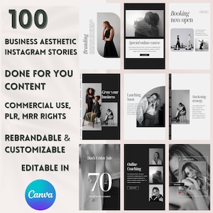 Business Aesthetic Instagram Stories, Elegant Instagram Templates, Social Media Manager, Carousel Story Template, Master Resell Rights