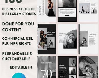 Business Aesthetic Instagram Stories, Elegant Instagram Templates, Social Media Manager, Carousel Story Template, Master Resell Rights