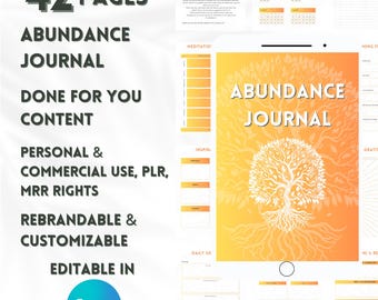 MRR Abundance Mindset Journal, PLR manifestatie eBook, Law of Attraction Canva Journal-sjabloon, PLR digitale planner, Done for You planner