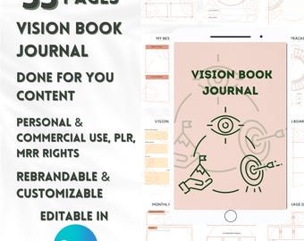 MRR Vision Book Journal, Manifestation Journal, Vision Board, Affirmations, Manifesting Journal Master Resell Rights, Coaching Templates