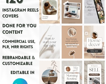 Instagram Reel Covers, Master Resell Rights, PLR, MRR, Editable Aesthetic Insta Reel Cover, Canva Templates to Resell, Social Media