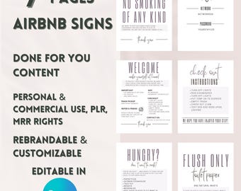 Welcome Sign for Airbnb Hosts, Airbnb Sign Bundle Template, Vacation Rental Printable, Guest Arrival Poster, Beach House Rules, Wifi Sign