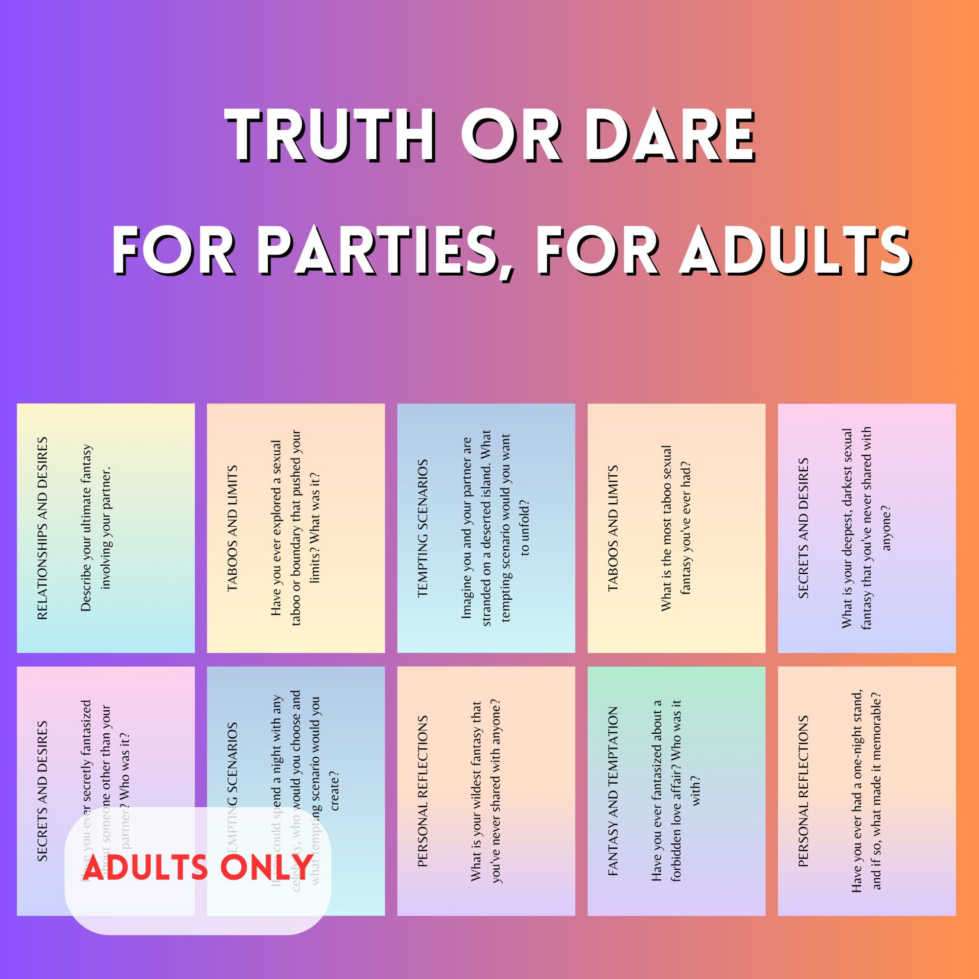 Truth or Dare Game, Printable Board Game, Fun Drinking Games, Games ...