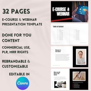 e-Course & Webinar Presentation Template, Webinar Presentation,Online Course Creation Slide Deck,Master Resell Rights,Done for You to Resell