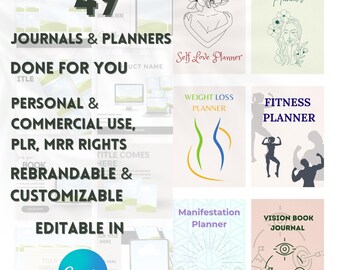PLR Digital Planner, PLR Journal Tracker Template, Canva Editable Template, Master Resell Rights, Done For You Planner, Sell as Your Own