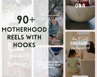 Motherhood Reels with Captions, Mom Life Videos with Hooks, Done For You Hooks, Digital Video Bundle, Master Resell Rights, Canva Template